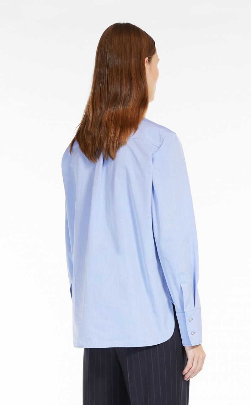 LIGHT BLUE MaxMara Chambray Boyfriend Blouses | MMR593613