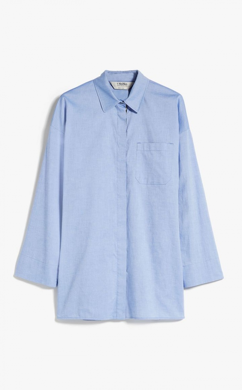 LIGHT BLUE MaxMara Cotton Oxford Blouses | MMR593614