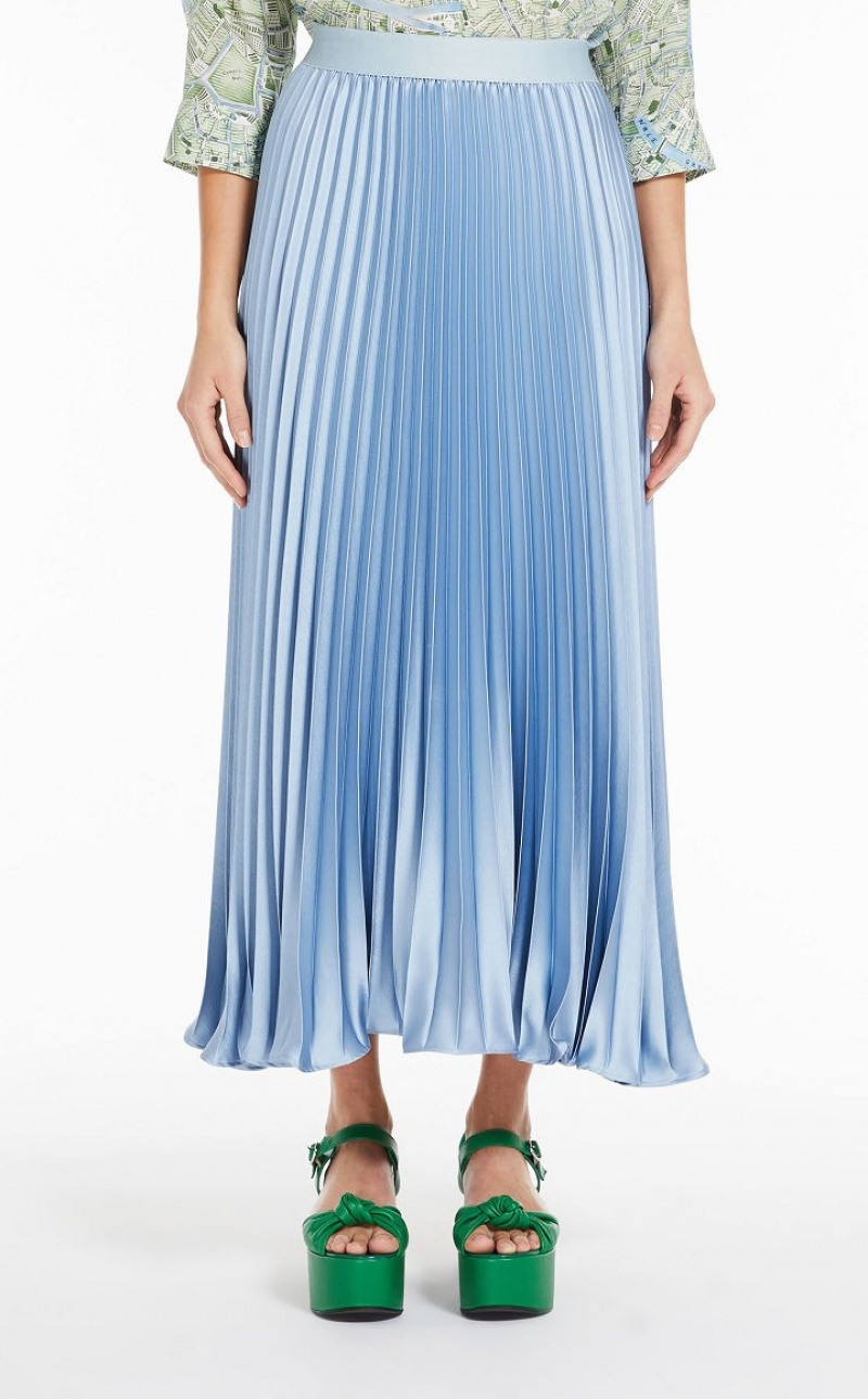 LIGHT BLUE MaxMara Pleated Satin Skirts | MMR593728