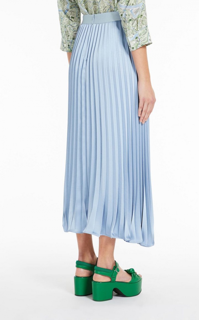 LIGHT BLUE MaxMara Pleated Satin Skirts | MMR593728