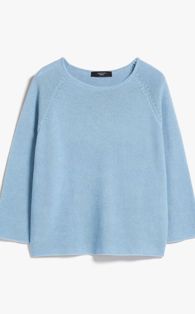 LIGHT BLUE MaxMara Round-neck Cotton Top Knitwear | MMR593459