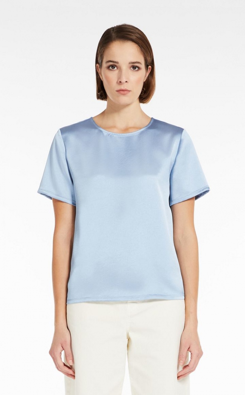 LIGHT BLUE MaxMara Satin And Jersey Tops | MMR593674