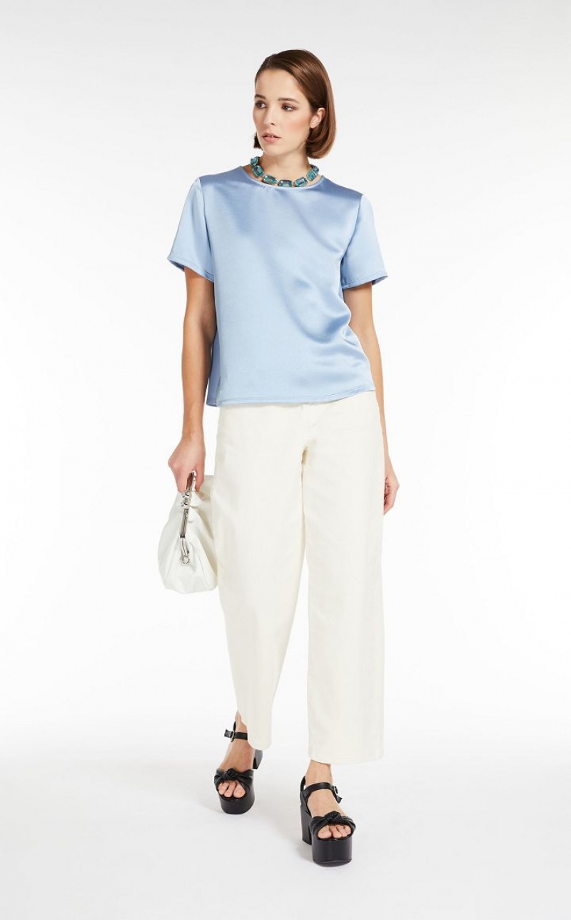 LIGHT BLUE MaxMara Satin And Jersey Tops | MMR593674