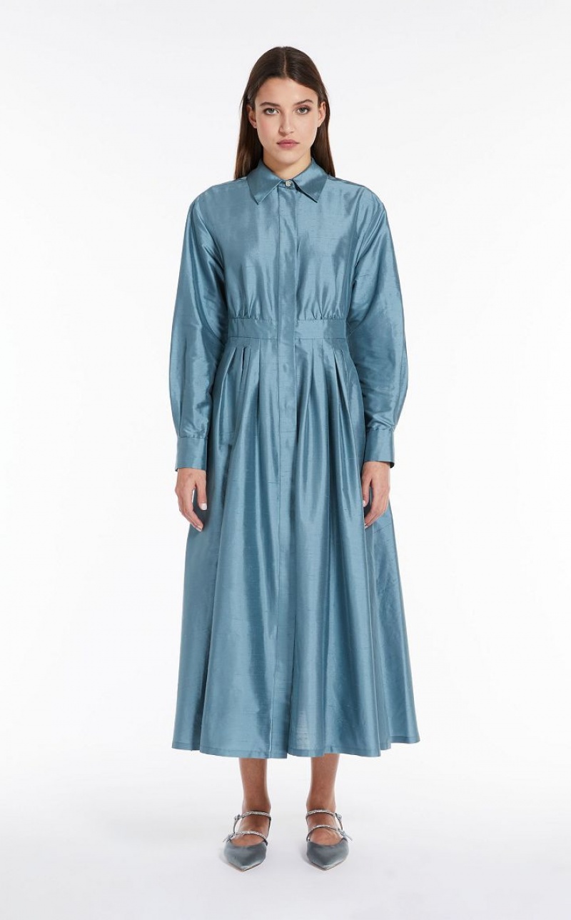 LIGHT BLUE MaxMara Shantung Shirt Dresses | MMR593382