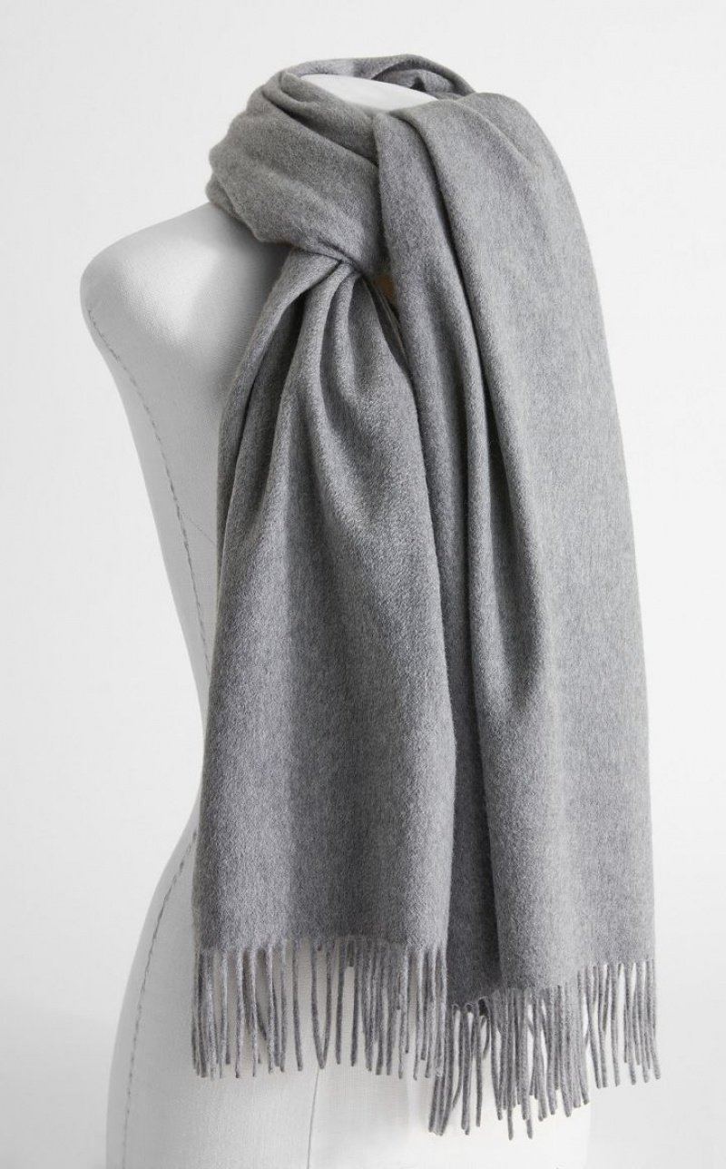 LIGHT GREY MaxMara Cashmere Stole With Embroidery Scarves | MMR594278