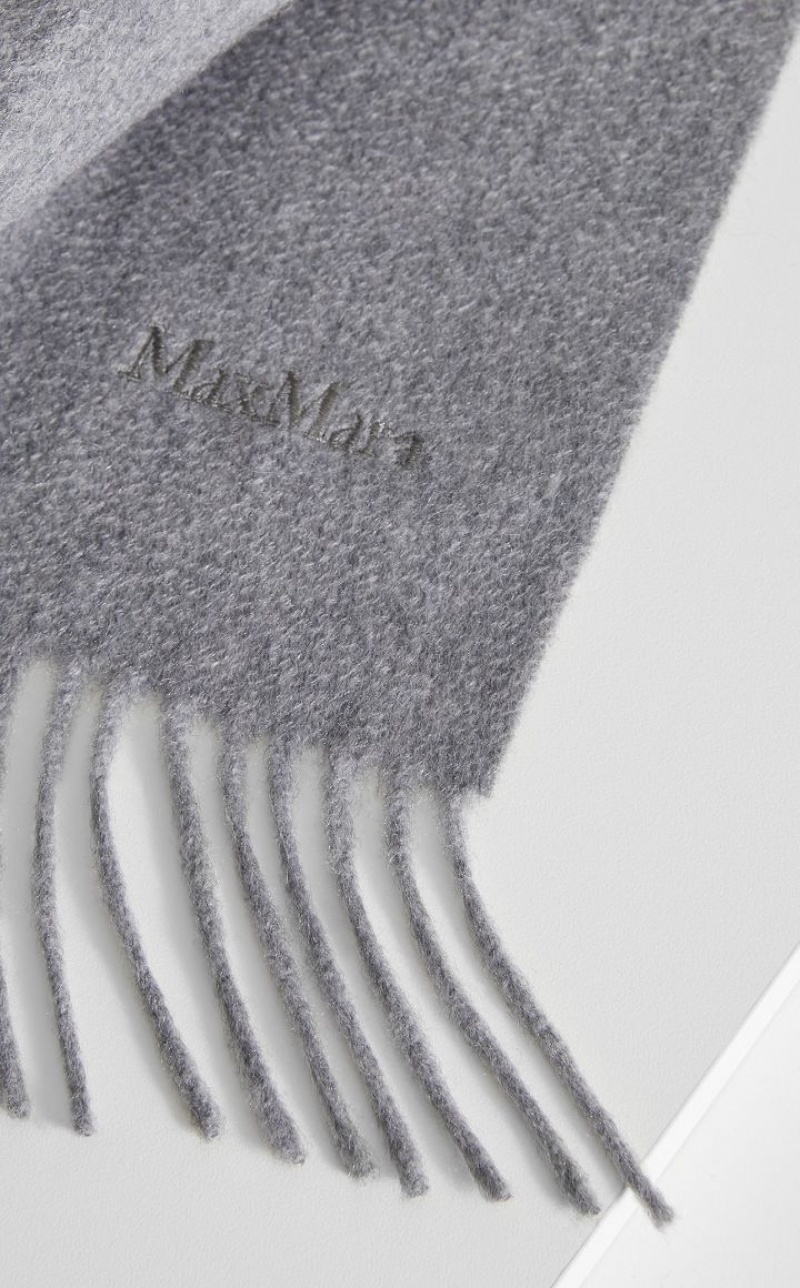 LIGHT GREY MaxMara Cashmere Stole With Embroidery Scarves | MMR594278