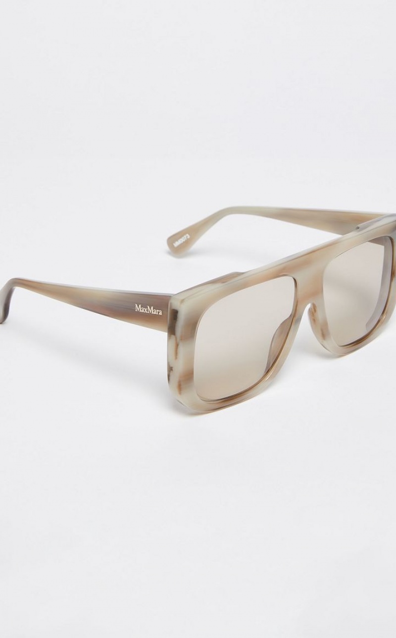 LIGHT GREY MaxMara Oversized Mask Sunglasses | MMR594305