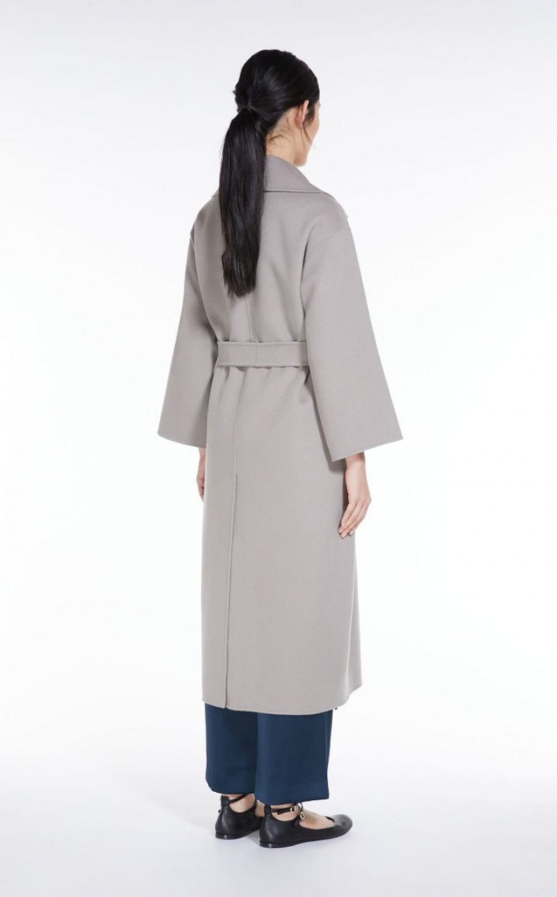 LIGHT GREY MaxMara Wool Robe Coats | MMR593880