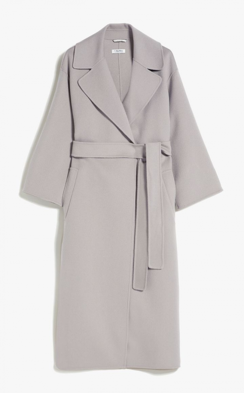 LIGHT GREY MaxMara Wool Robe Coats | MMR593880