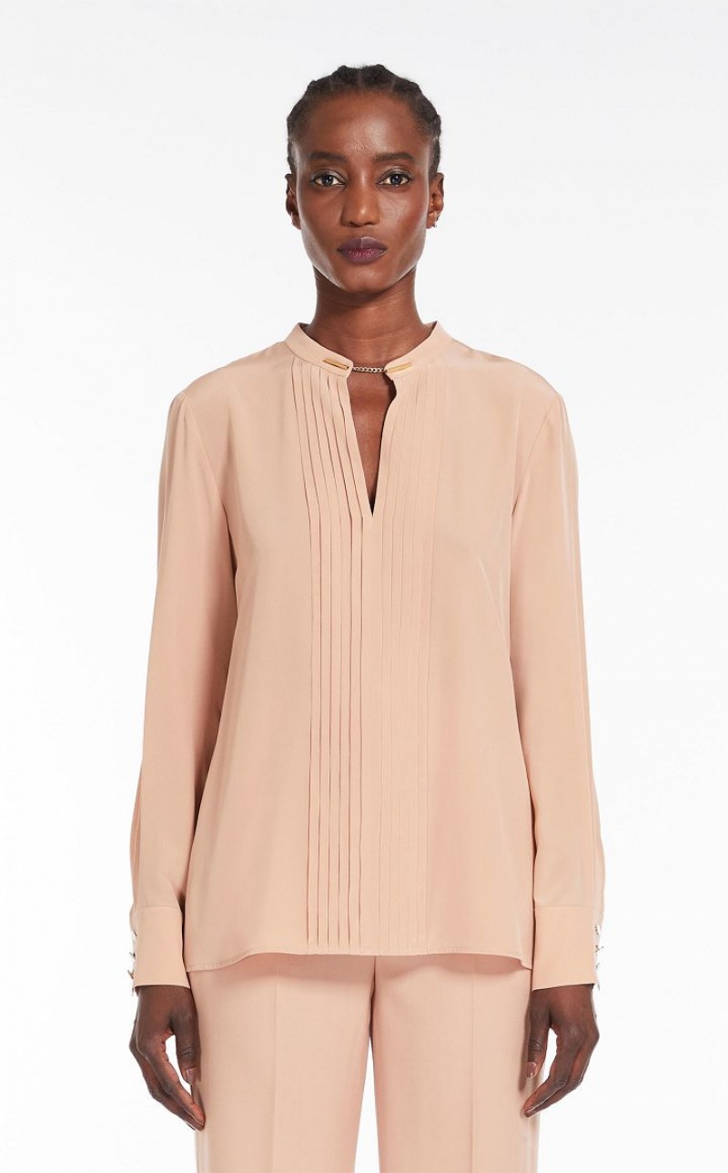 MAKE UP NUDE MaxMara Ribbed Crepe De Chine Blouses | MMR593582