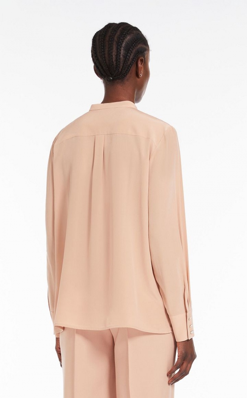 MAKE UP NUDE MaxMara Ribbed Crepe De Chine Blouses | MMR593582