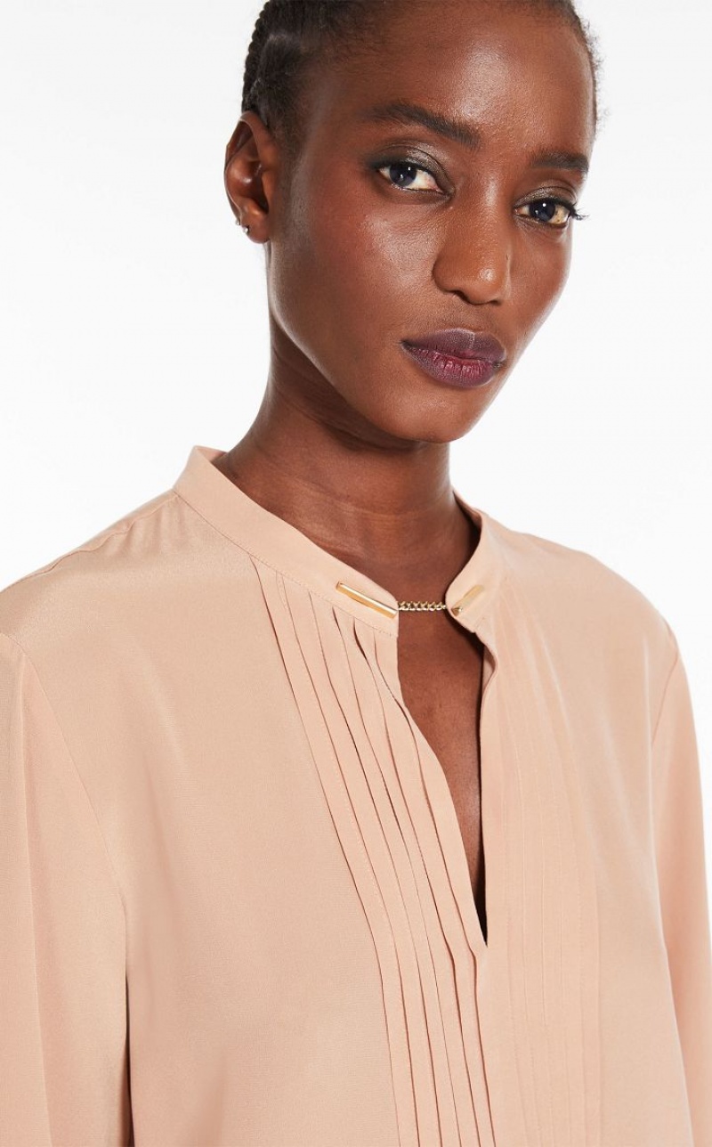 MAKE UP NUDE MaxMara Ribbed Crepe De Chine Blouses | MMR593582