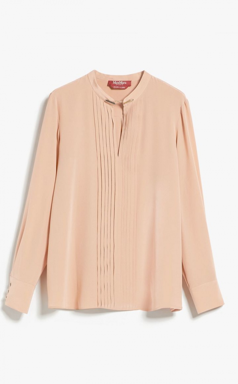 MAKE UP NUDE MaxMara Ribbed Crepe De Chine Blouses | MMR593582