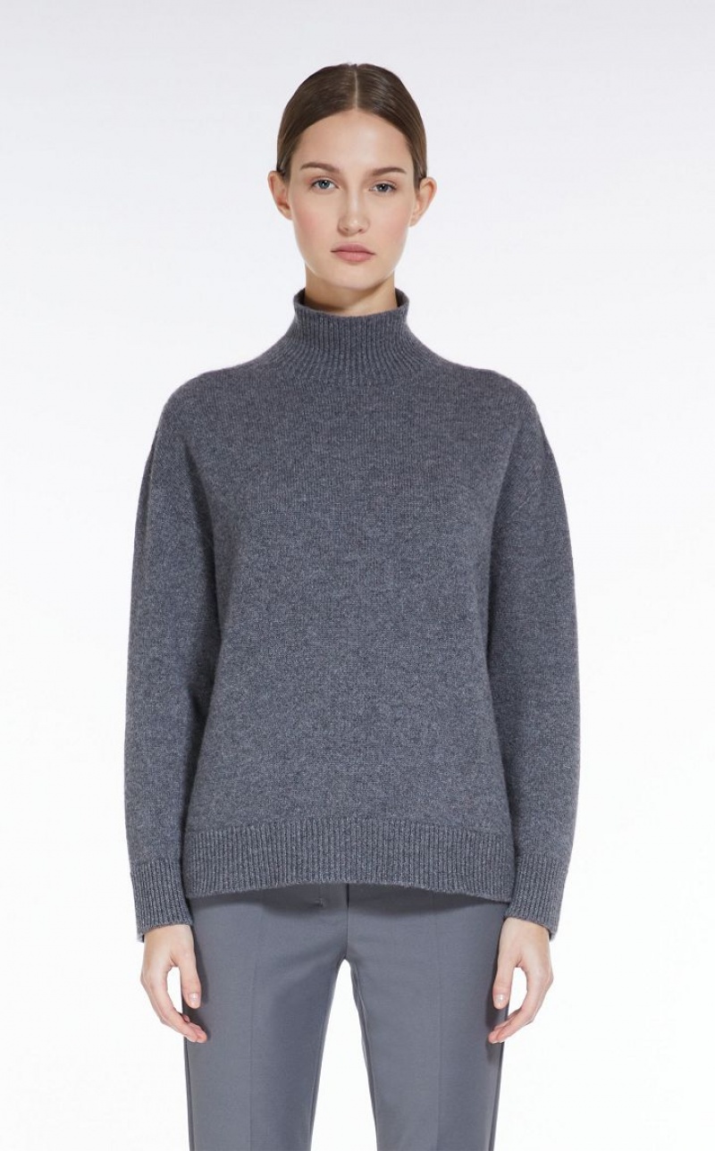 MEDIUM GREY MaxMara Cashmere Yarn Polo-neck Knitwear | MMR593451