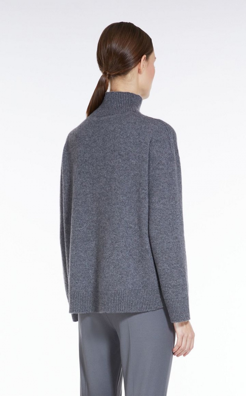 MEDIUM GREY MaxMara Cashmere Yarn Polo-neck Knitwear | MMR593451