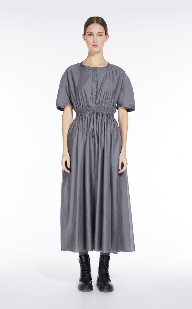 MEDIUM GREY MaxMara Cotton And Silk Voile Dresses | MMR593401