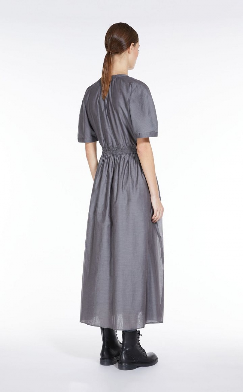 MEDIUM GREY MaxMara Cotton And Silk Voile Dresses | MMR593401