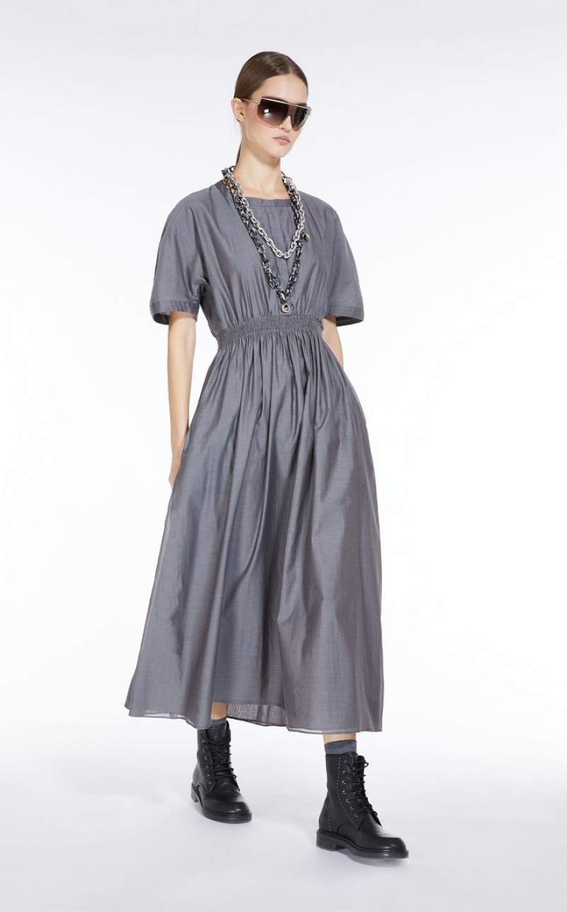 MEDIUM GREY MaxMara Cotton And Silk Voile Dresses | MMR593401