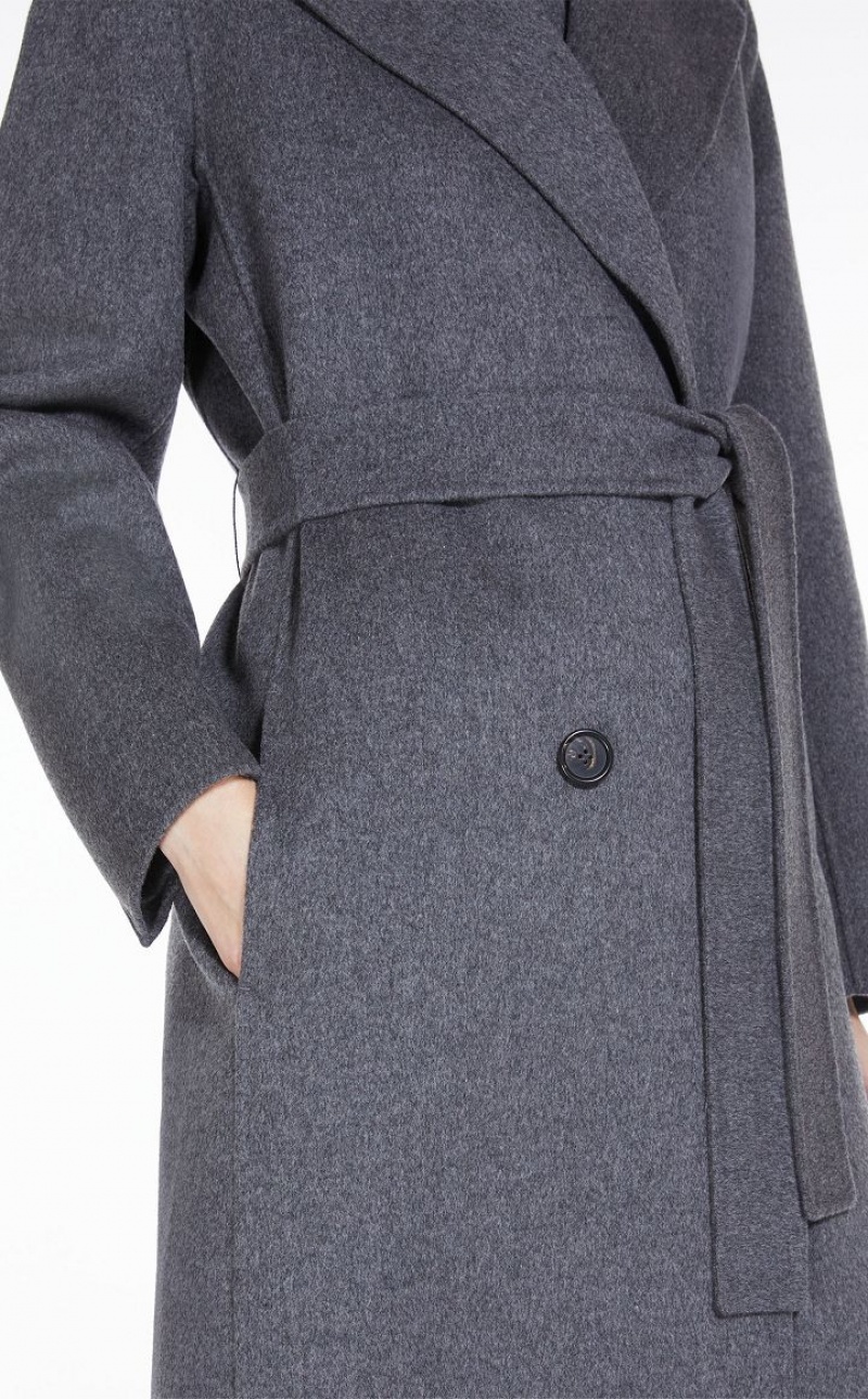 MEDIUM GREY MaxMara Double-breasted Wool Coats | MMR593872