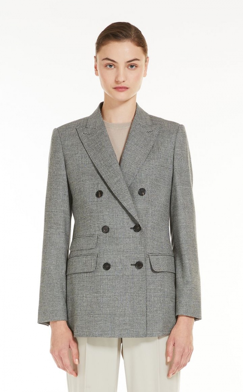 MEDIUM GREY MaxMara Saxony Wool And Cashmere Blazers | MMR594065