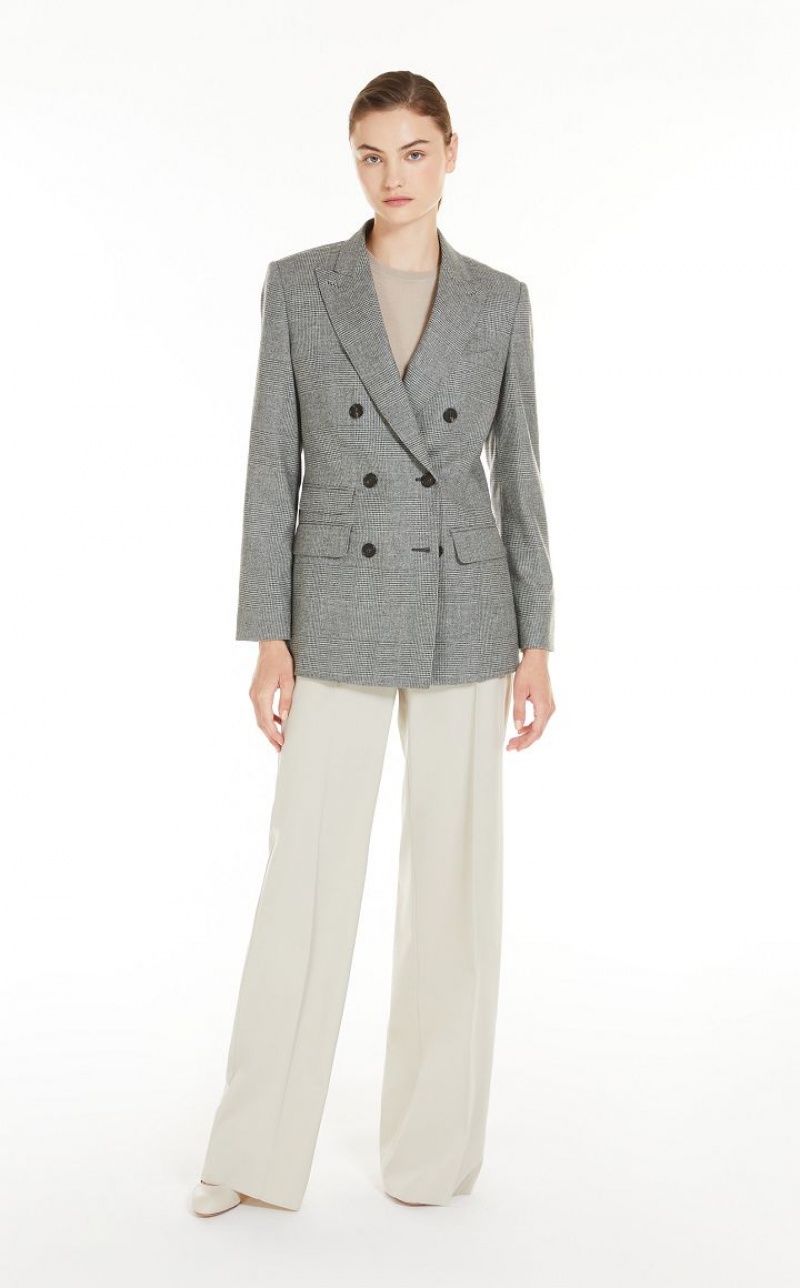 MEDIUM GREY MaxMara Saxony Wool And Cashmere Blazers | MMR594065