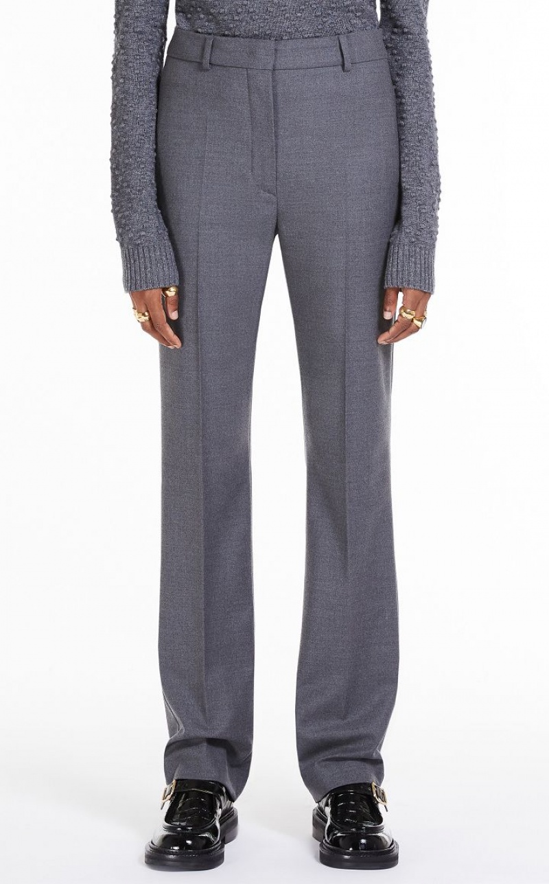 MEDIUM GREY MaxMara Slim-fit Flannel Trousers | MMR593781