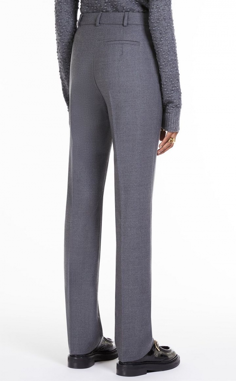 MEDIUM GREY MaxMara Slim-fit Flannel Trousers | MMR593781