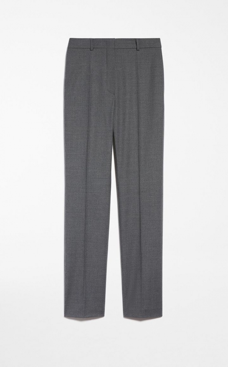 MEDIUM GREY MaxMara Slim-fit Flannel Trousers | MMR593781