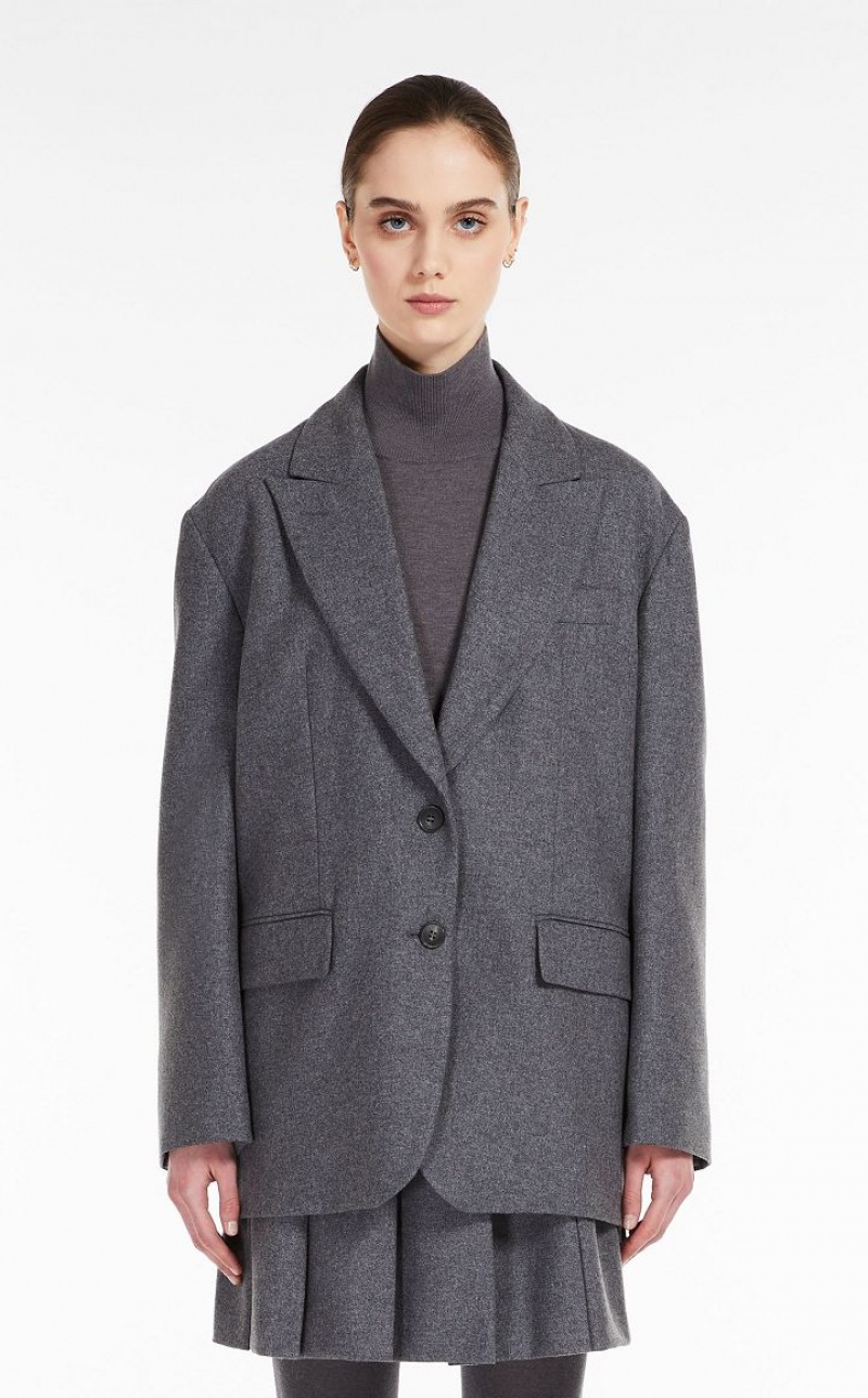 MEDIUM GREY MaxMara Wool Flannel Blazers | MMR594055