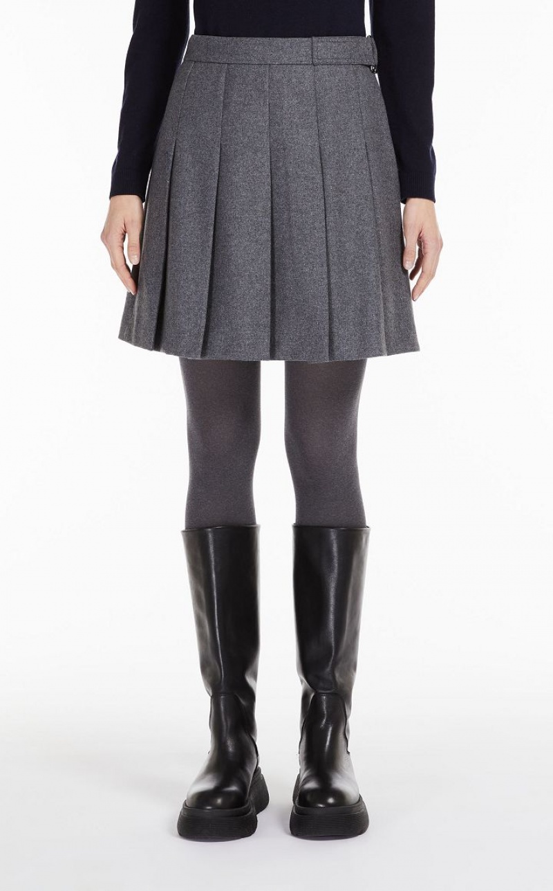 MEDIUM GREY MaxMara Wool Flannel Skirts | MMR593731