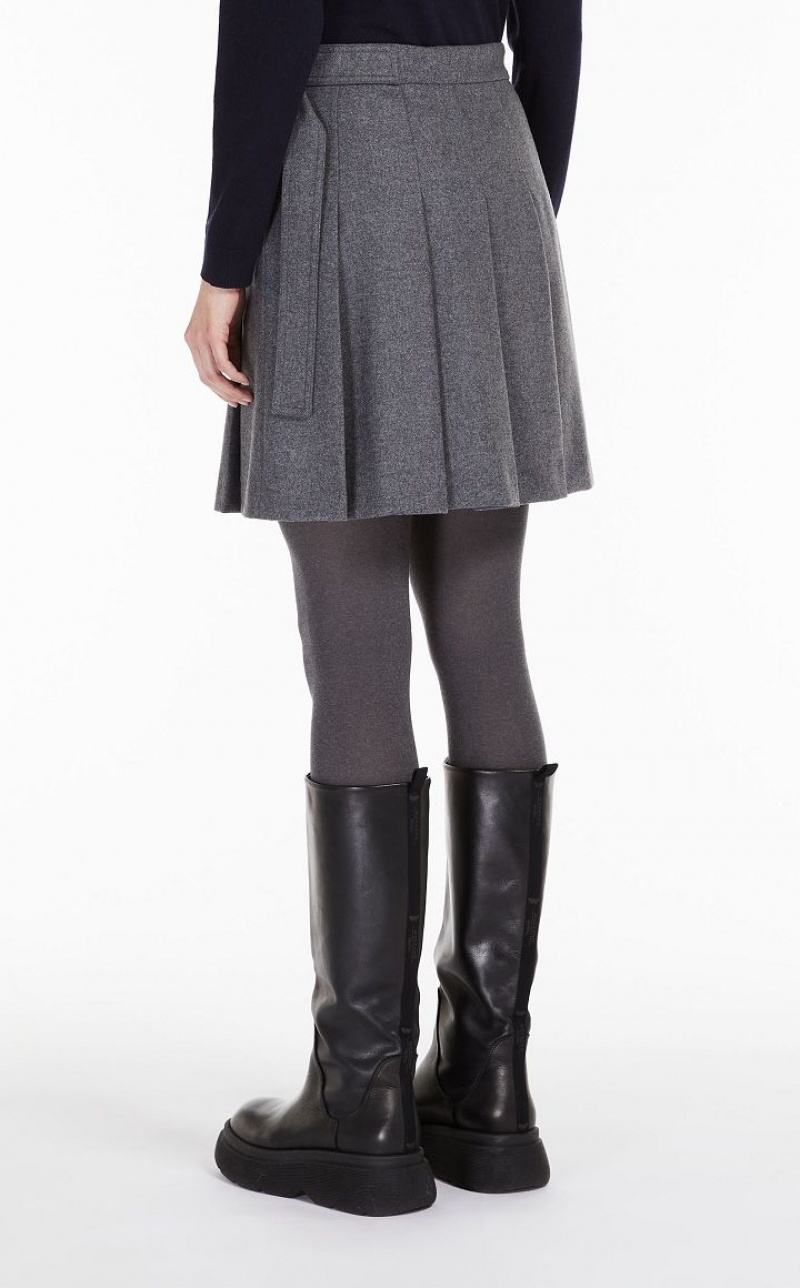 MEDIUM GREY MaxMara Wool Flannel Skirts | MMR593731