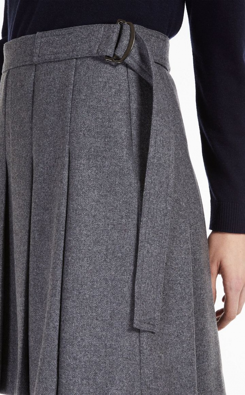 MEDIUM GREY MaxMara Wool Flannel Skirts | MMR593731