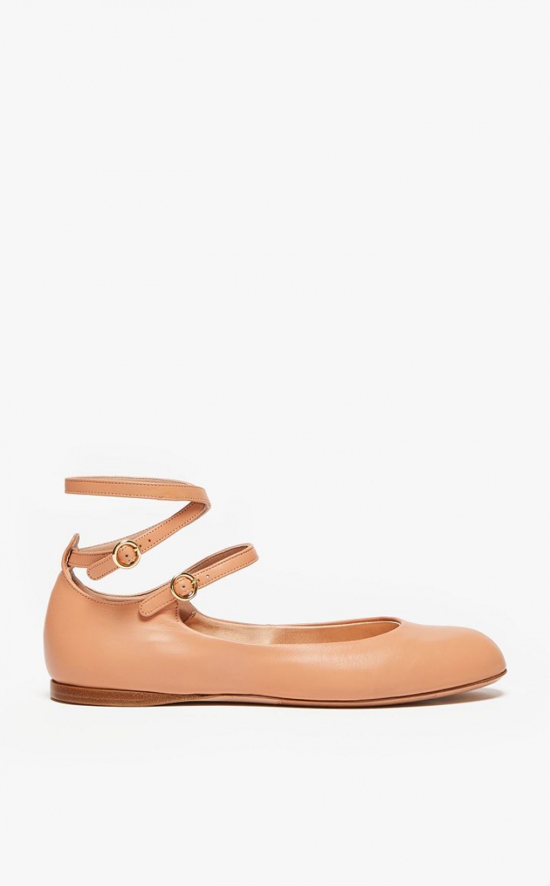 MELON MaxMara Nappa Leather Ballet Flat Shoes | MMR594221