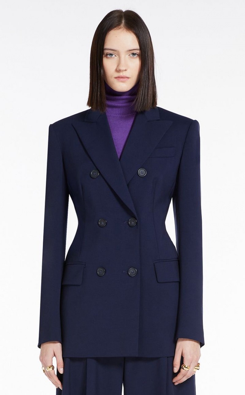 MIDNIGHTBLUE MaxMara Blazer In Natural Stretch Pure Wool Suit | MMR593476