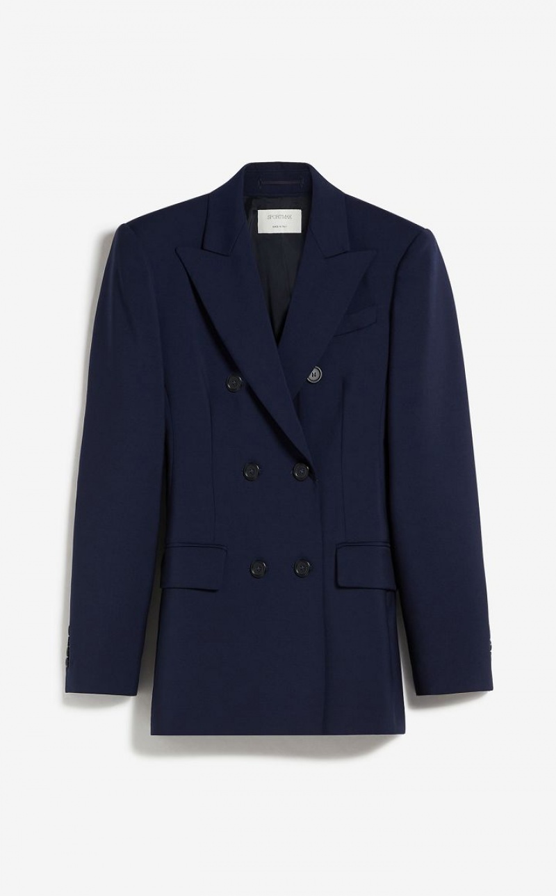 MIDNIGHTBLUE MaxMara Blazer In Natural Stretch Pure Wool Suit | MMR593476