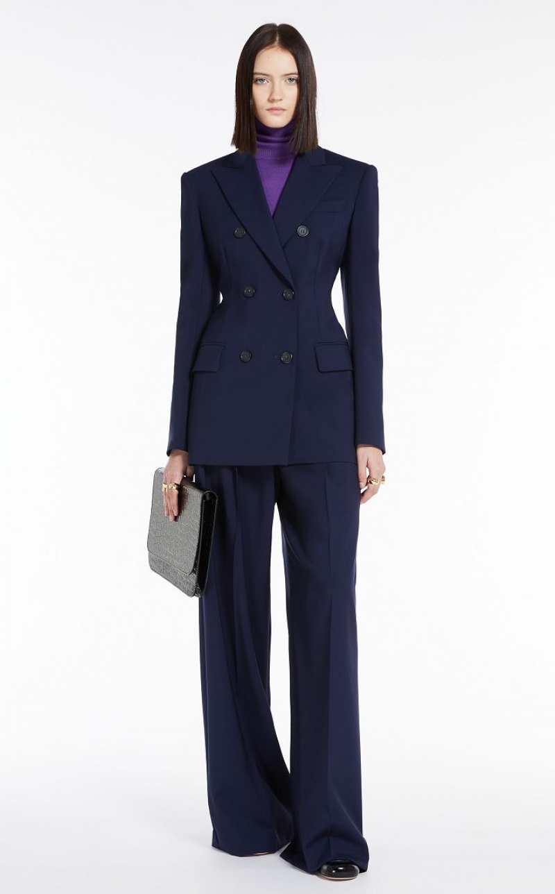 MIDNIGHTBLUE MaxMara Blazer In Natural Stretch Pure Wool Suit | MMR593476