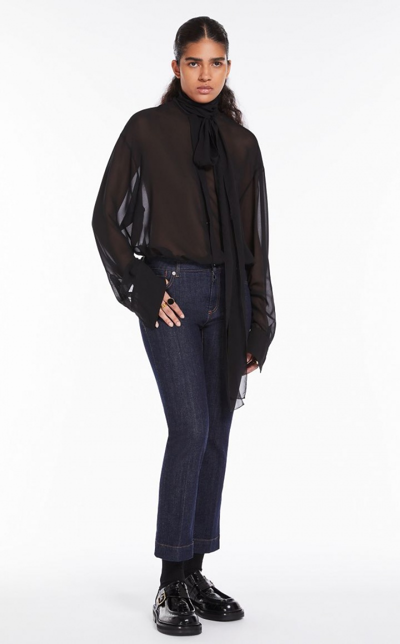 MIDNIGHTBLUE MaxMara Flared Perfect-fit Jeans | MMR593776