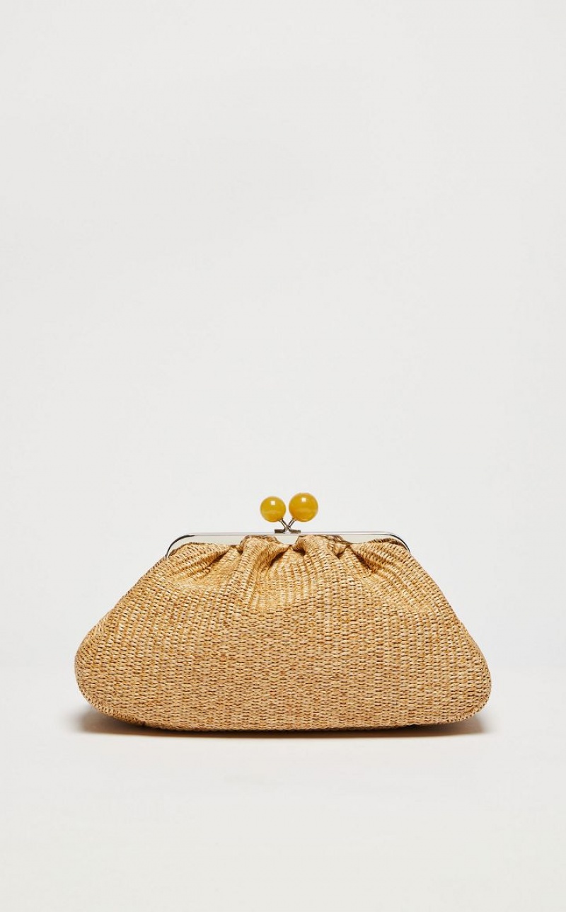 NATURAL MaxMara Medium Pasticcinoin Raffia Weekend Bag | MMR594167