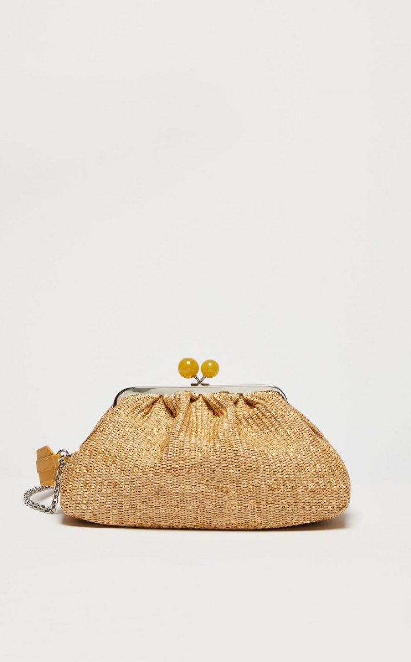 NATURAL MaxMara Medium Pasticcinoin Raffia Weekend Bag | MMR594167