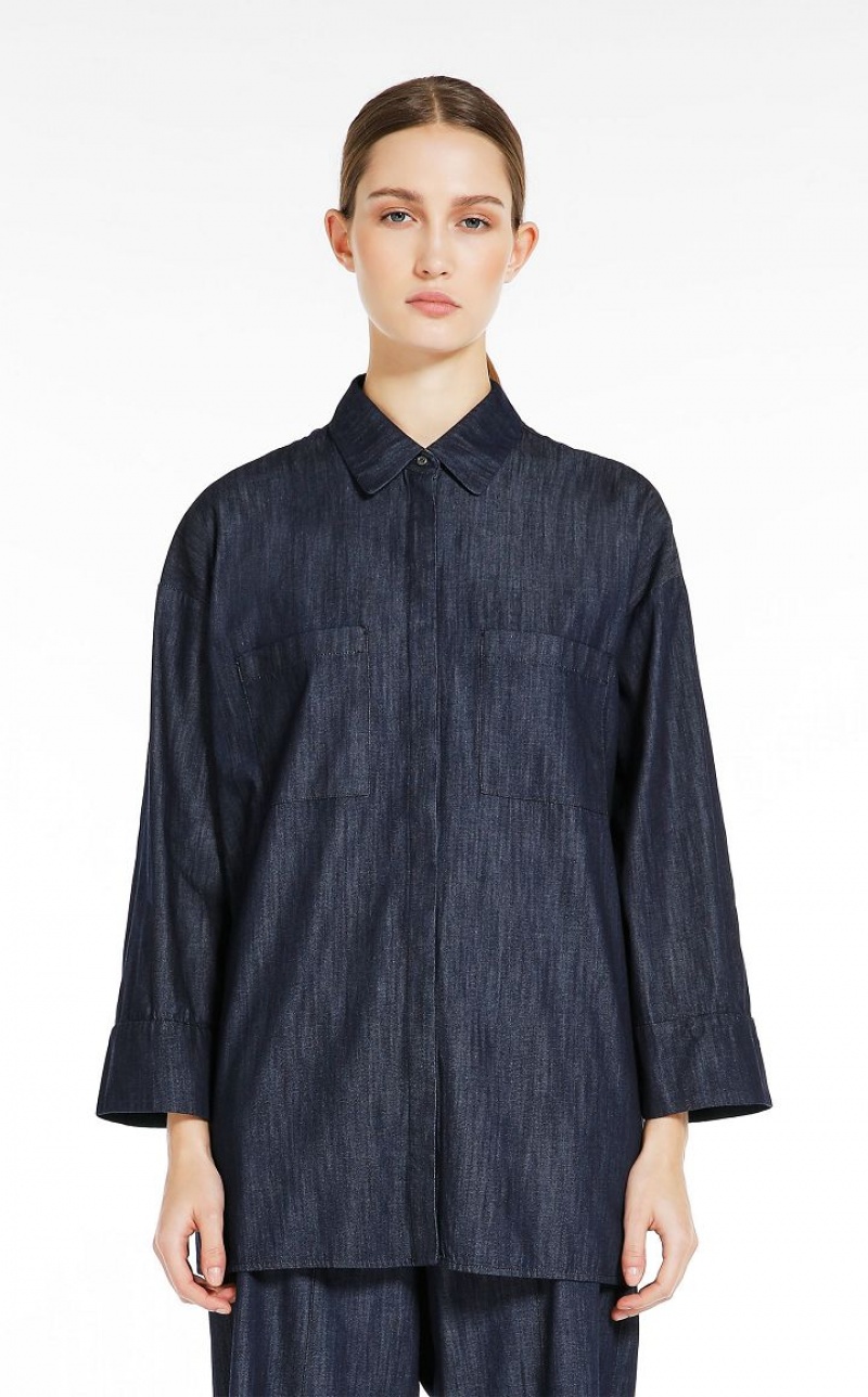 NAVY MaxMara Cotton Denim Blouses | MMR593625