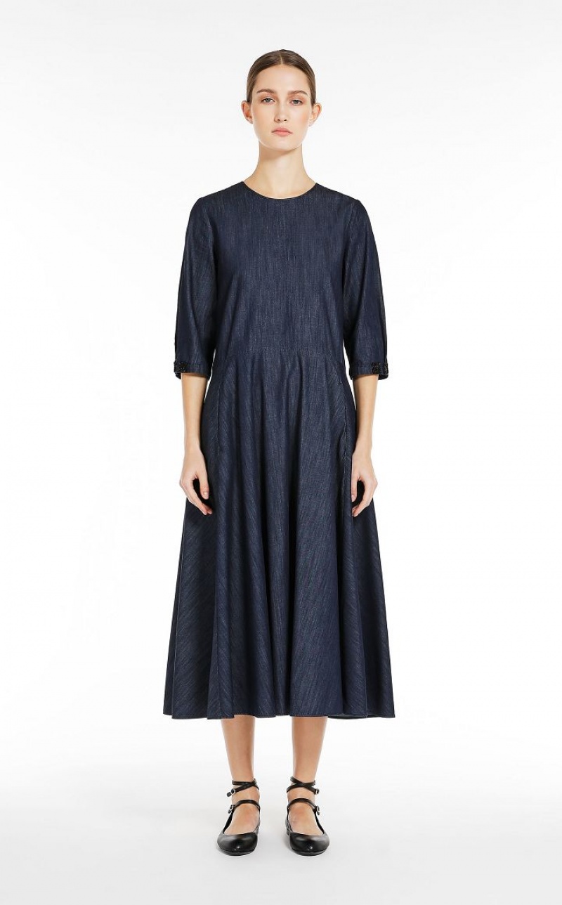 NAVY MaxMara Cotton Denim Dresses | MMR593393