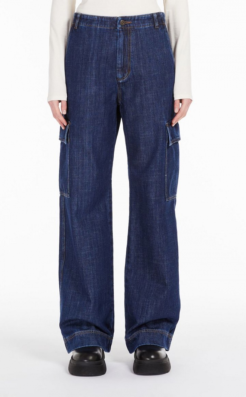 NAVY MaxMara Cotton Denim Trousers | MMR593784