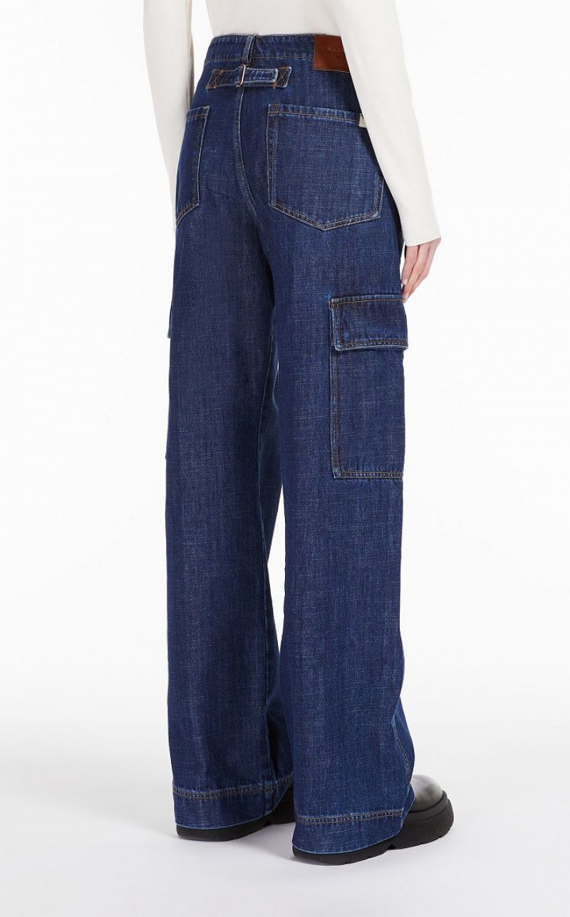 NAVY MaxMara Cotton Denim Trousers | MMR593784