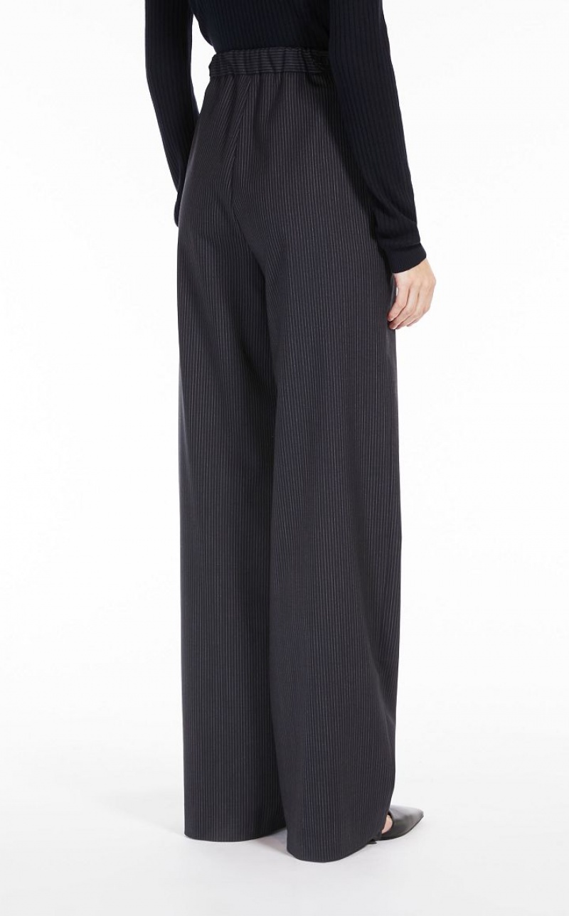 NAVY MaxMara Fluid-fit Pinstripe Gabardine Trousers | MMR593764