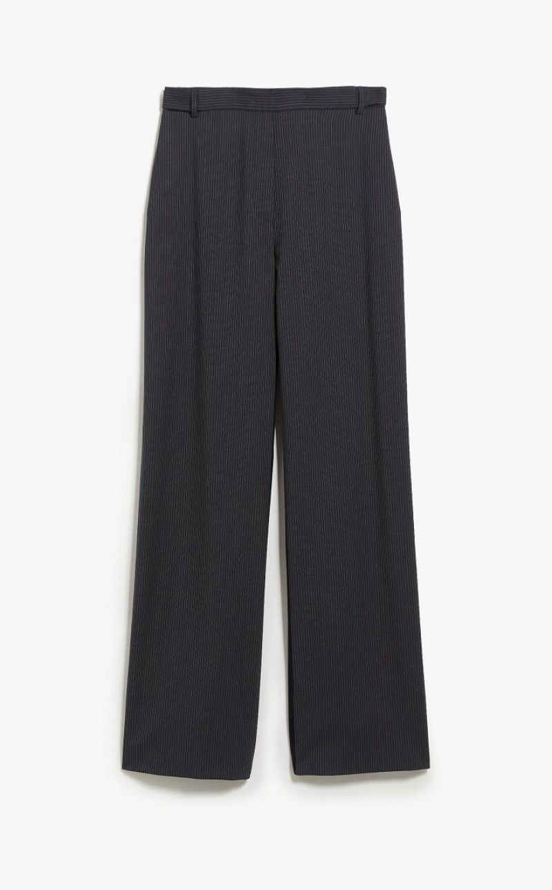 NAVY MaxMara Fluid-fit Pinstripe Gabardine Trousers | MMR593764