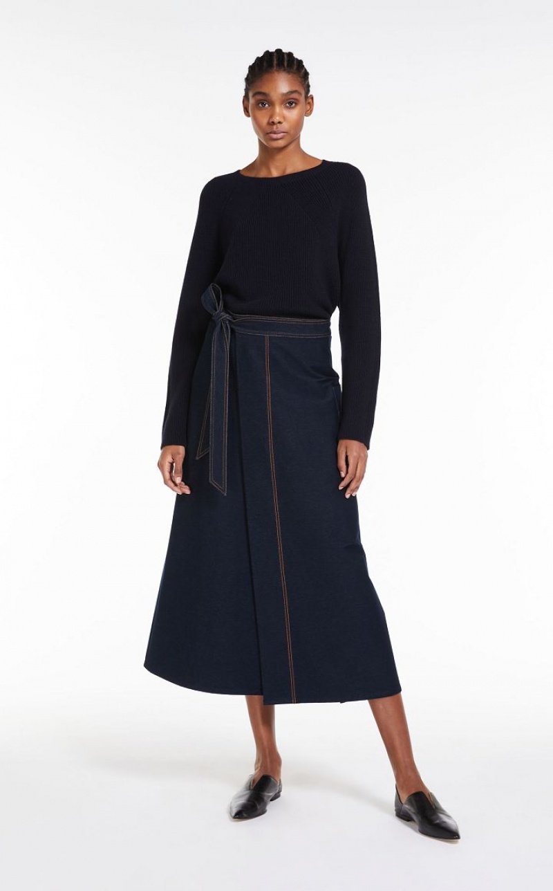 NAVY MaxMara Jersey Denim Skirts | MMR593732