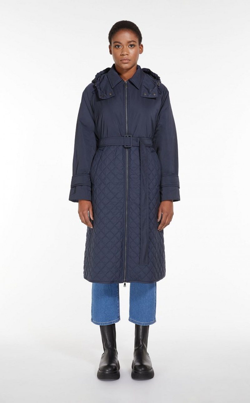 NAVY MaxMara Padded Coat In Showerproof Fabric Padded | MMR593967