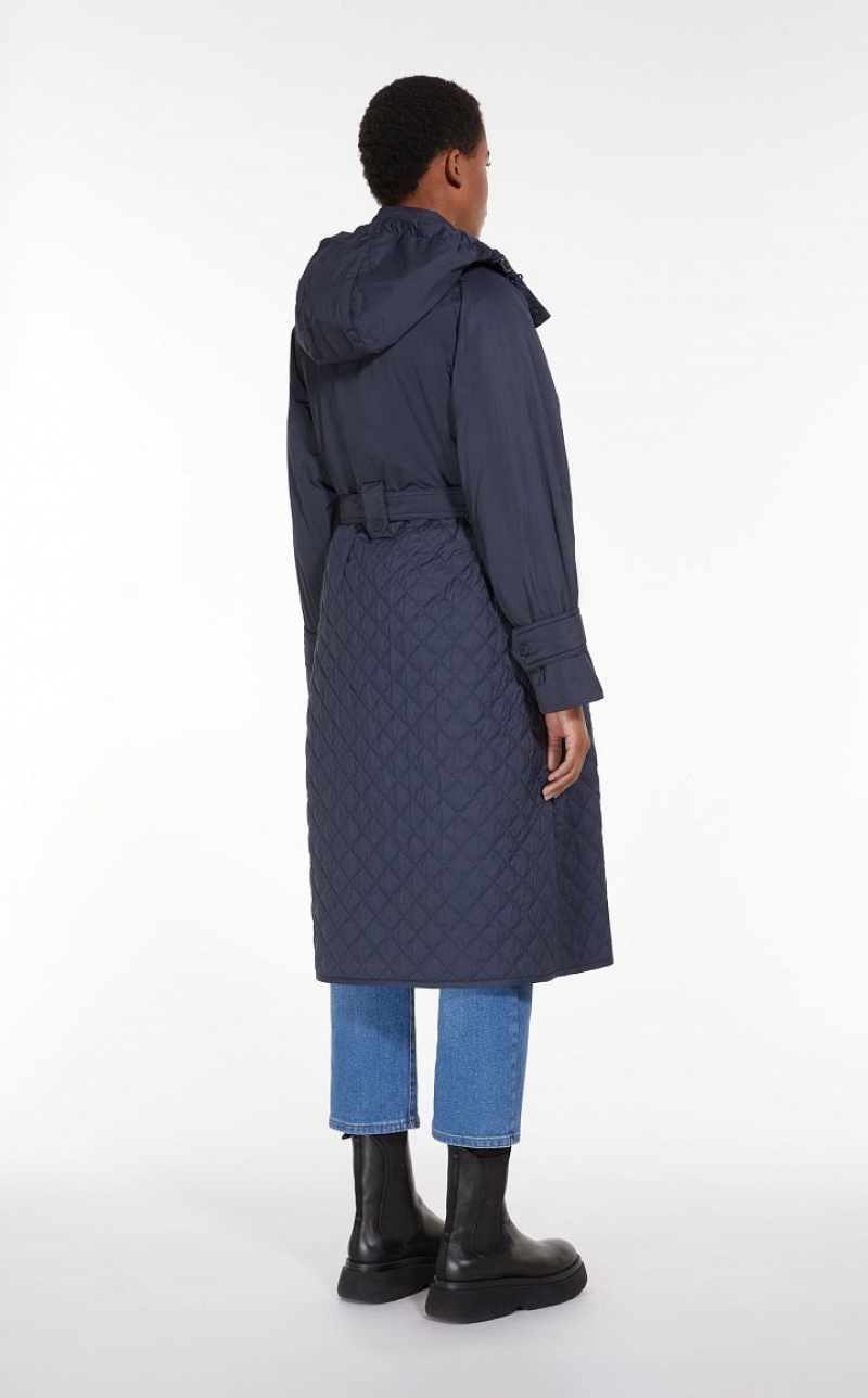 NAVY MaxMara Padded Coat In Showerproof Fabric Padded | MMR593967