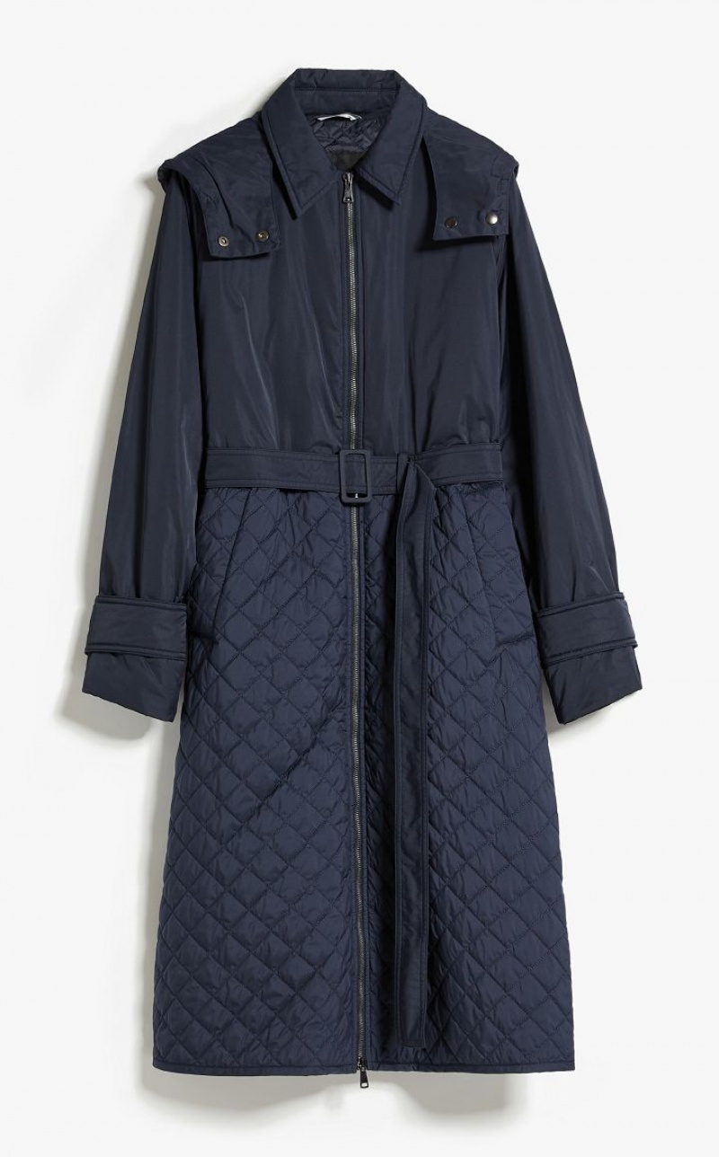 NAVY MaxMara Padded Coat In Showerproof Fabric Padded | MMR593967