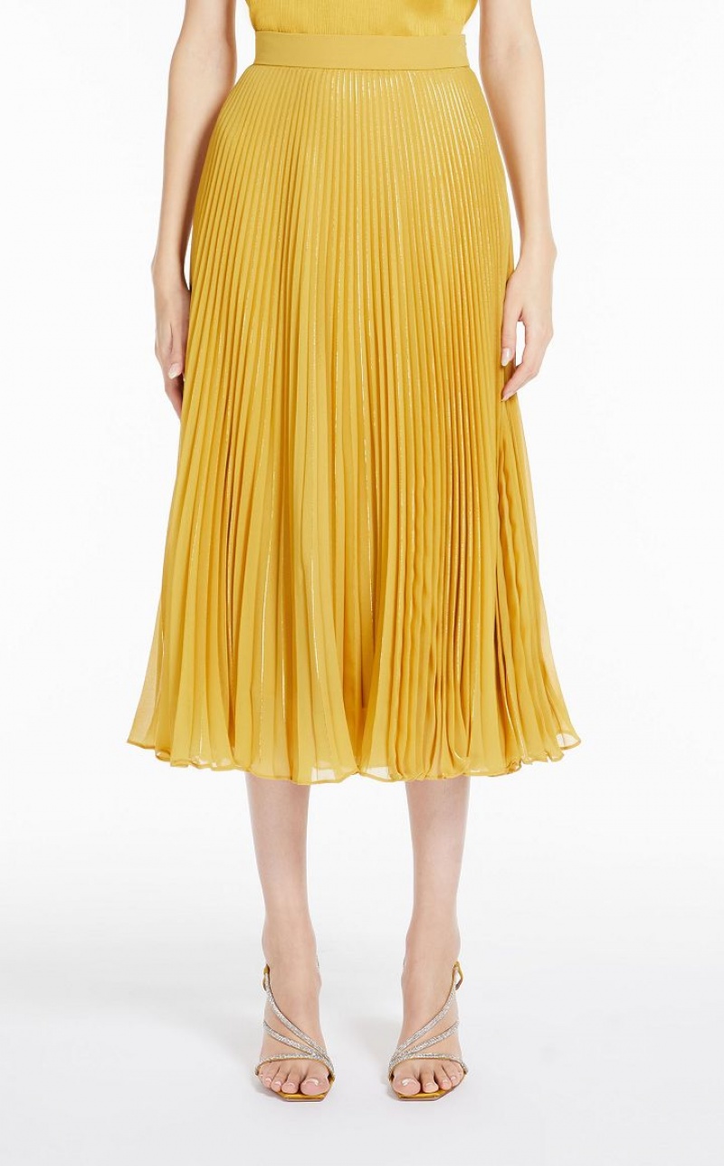 OCHRE MaxMara Pleated Georgette Skirts | MMR593714